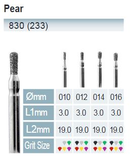 BROCAS DE DIAMANTE FG ISO 830-314-524-012 AZUL/TRANSP. X5 PCS.