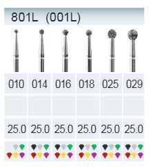 BROCAS DE DIAMANTE FG ISO 801L-314-524-025 AZUL X5PCS.