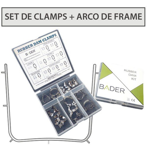 [5/0500] SET DE CLAMPS + ARCO DE FRAME BADER® DENTAL