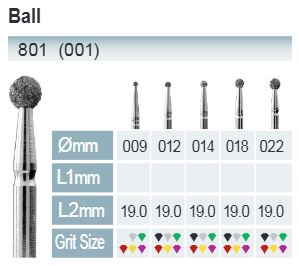 [801-014 SC] BROCAS DE DIAMANTE FG ISO 801-314-544-014 PRETO X5PCS.