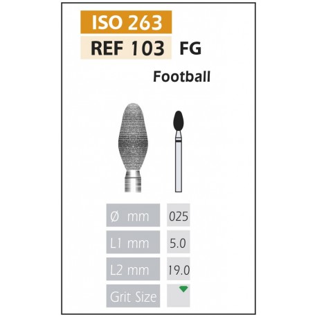 [103-025 C] BROCAS DE DIAMANTE FG ISO 103-314-534-025 VERDE X5PCS.