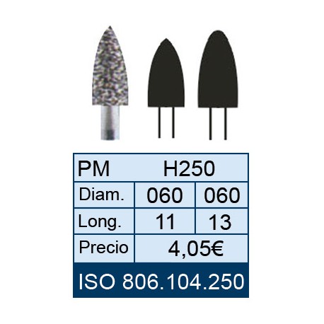[250-060-13] HP DIAMOND BURRS ISO 806.104.001.250.060 X5UD