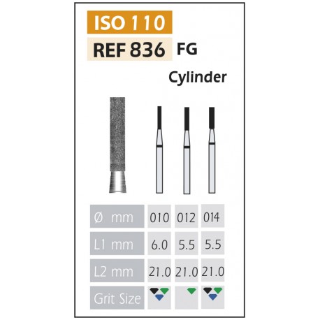 [836-012 C] FRESAS DIAMANTE FG ISO 836-314-534-012 VERDE X5UDS